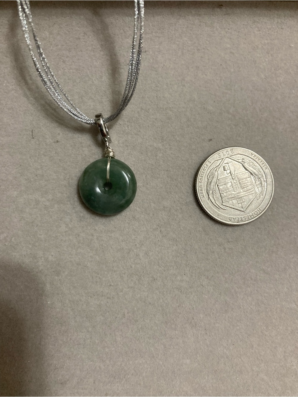 Genuine Natural grade A Jadeite Green Donut Pendant - Picture 3 of 6